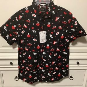 Denim & Flower Ricky Singh Black Love Hearts Printed Men’s Shirt NWT